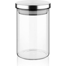 Leaf Shop 450ML Vakumlu Metal Kapaklı Borosilikat Cam Kavanoz (8.5CM*12CM) 1 Adet