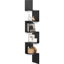 Leaf Shop Köşe Rafı, 5 Raflı Duvar Rafı, Asma Raf, Mutfak, Yatak Odası, Oturma Odası, Çalışma Odası, Ofis Için, Siyah LBC20BK