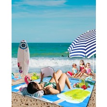 Leaf Shop Plaj Havlusu, Piknik Örtüsü, Matı, Çantalı Hasırı, Kamp Battaniyesi, Katlanabilir, Hafif (Plaj Dondurması-Deniz Mavisil)