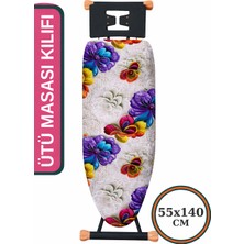 Asev Home 5d Özel Kumaş Keçeli Ütü Masası Kılıfı Ipli Stoperli 55X140CM Garden Of Petals