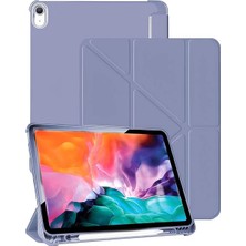 Leaf Shop Ipad (A16) 2025 ile Uyumlu Üçgen Kalem Bölümlü Standlı Uyku Modlu Akıllı Kılıf A3355, Lacivert