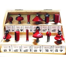 Leaf Shop 12 Parça Freze Uç Takımı Ahşap Oyma Ağaç Delme Çantalı Set 6 mm