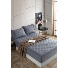 Leaf Shop Yatak Koruyucu Alez Kapitone Gri RENK%100 Pamuk Fitted Alez Çarşaf 100 x 200