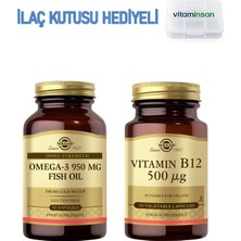 Solgar Omega-3 950 Mg 50 Kapsül + Solgar Vitamin B12 500 Mg 50 Kapsül Ilaç Kutusu Hediyeli