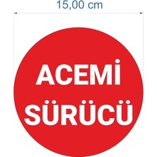 Leaf Shop Tasarla Acemi Sürücü Yazılı Sticker Oto Sticker 15X15 cm Kırmızı Zemin Beyaz Yazı