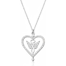 Aya Diamond Gümüş Kalp Içinde Kanatlı Sonsuzluk Kolye