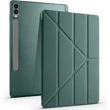 Leaf Shop Galaxy Tab S9 Fe Plus X610 12.4 Inç Ile Uyumlu Üçgen Katlanilir Kalemlikli Standlı Akıllı Kılıf Haki