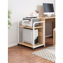 Leaf Shop ve Kasa Sehpası Atlantik Çam Beyaz (Frenli Tekerli) 45X30