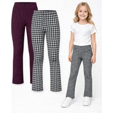 İncili 2'li Kışlık Jakarlı Çocuk Tayt Seti – Lila ve Bordo Renk Seçenekleri ile Rahat Kullanım