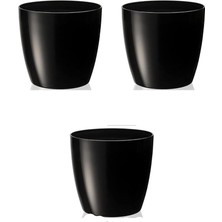 Leaf Shop Iç Mekan Saksı, 1,9lt, 3 Adet, Parlak Siyah