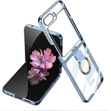 Leaf Shop Z Flip 6 Kılıf Zore Yüzüklü Kıpta Kapak-Mavi