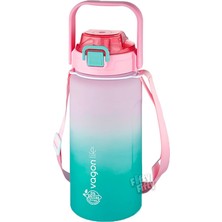 Leaf Shop Tritan 1500ML Askılı-Pipetli/pipetsiz Kullanım Çift Renk Softtouch Motivasyon Matarası Çıkartma Hediyeli