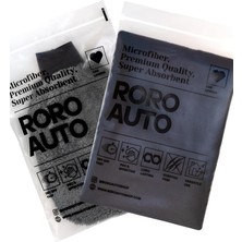 Leaf Shop Auto Siyah Mikrofiber Araç Kurulama Havlusu 60X90 ve Oto Yıkama Eldiveni Seti