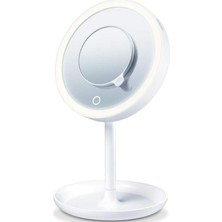 Leaf Shop Büyüteçli Dokunmatik LED Işıklı USB Li Yuvarlak Masa Üstü Makyaj Aynası Makyaj Aynası Ledli