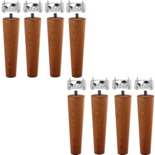Leaf Shop Adet Ahşap Ayak 15 cm Açık Meşe M8 Civatalı Bağlantı Aparatlı Dolap Mobilya Koltuk Kanepe Destek Ayağı Ayakları