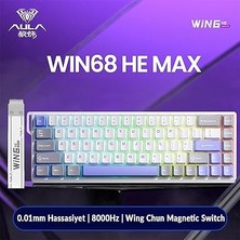 Leaf Shop WIN68 He Max Manyetik Klavye Rapid Trigger Wing Chun Switch 8000Hz Rgb Tkl Hot Swap Oyuncu Klavyesi Mavi