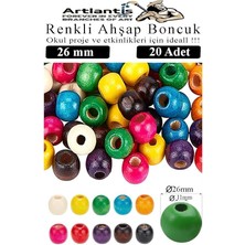 Leaf Shop Ahşap Boncuk 26MM 20 Li 1 Paket Renkli Ahşap Boyalı Yuvarlak Doğal Boncuklar Saç Takı Tasarım Ektinlik Kreş Okul