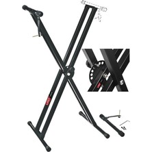 Leaf Shop KS-04D Çift Profilli 7 Kademeli Üst Segmen Org Sehpası Standı Ayağı (Sabitleme Kayışlı)