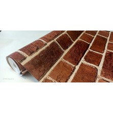 Leaf Shop Duvar Kağıtları Golden Point Tuğla Desenli Duvar Kağıdı 106 x 10 Kırmızı