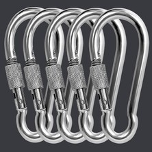 Leaf Shop Karabina Kilitli 8 mm Yaylı Kanca Paslanmaz Çelik Kilit Tırmanma Olta Kamp Ekipmanları Hamak Anahtar Askı Kilidi 5 Adet