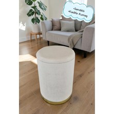 Arte Cotone Kadife Kumaş Dekoratif Silindir Koltuk  Kapaklı Puf 32 x 43