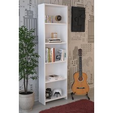Leaf Shop Rafli Kitaplik Seti Arkalikli Dar Raf Kutuphane 170 cm Beyaz