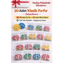 Emrah Gültekin 20 Adet Fırfır Oyuncak + Mini Şekerli Set | Tek Tek Paketli | Hazır Hediye Dağıtımına Uygun
