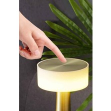 END Akasya Dokunmatik Masa Lambası Gold Renk Metal Malzeme Dimmer Özelliği ile Şarjlı