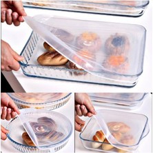 Leaf Shop Yuvarlak Borcam Kapağı Silikon 2 Adet Streç Kapak 2'li Kapak