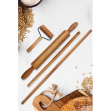 Leaf Shop Serisi Ahşap Hamur Açma Oklavası Merdanesi Rulosu 4 Lü Set Echo2