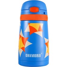 Leaf Shop Çocuk 350 ml Pipetli Paslanmaz Çelik Termos Bpa Içermez 7 Renk Mavi