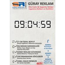 Güray Reklam Dijital Saat Tasarımlı Oto Cam ve Kaporta Sticker (17 Cm)