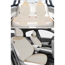 Leaf Shop Keten Terletmez Oto Koltuk Minderi Seti Koltuk Koruma Kılıfı Yalı Serisi Ön Arka Set Bej