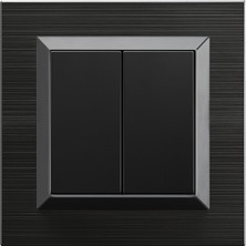 Ovivo Quantum Siyah Komütatör Çerçeveli İkili Komütatör 1 Adet Modern ve Şık Görünüm