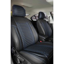 Leaf Shop Kamiq ile Uyumlu Lüx Deri Oto Koltuk Kılıfı Ön Arka Takım Exclusive Siyah Mavi
