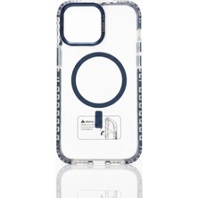 Meax iPhone 14 Pro Max Magnetic Şeffaf Kılıf – Magsafe Uyumlu - Tutucu Özellikli Gri