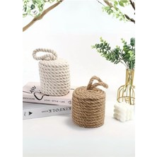 Leaf Shop Kapı Stoperi, Vintage Jüt Örgülü, Ağırlıklı Zemin Takozu, 1 Adet, Dekoratif, Ev ve Ofis Kullanımı Için