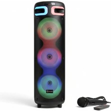 Meax MS-234 Rgb Işıklı Taşınabilir Parti Hoparlörü - 8 In X3 Hoparlör Bluetooth Mikrofonlu 90 cm