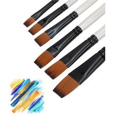 Leaf Shop Resim Fırça Seti Akrilik Suluboya Yağlıboya Düz Uçlu 6 Parça