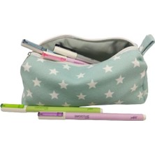 Leaf Shop Desenli Astarlı Yıkanabilir Bez Kalemlik Kalem Kutusu Makyaj Çantası