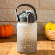 Leaf Shop 700.114 Su Şişesi - Motivasyon Su Matarası - Plastik Renkli Spor Suluk - Gri Beyaz 1000 ml