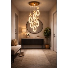 Bohem Aydınlatma Gold 7'li Damla Sarkıt 3 Renk LED Modern Avize (Beyaz Sarı Günışığı)