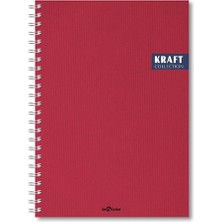 Leaf Shop Color 2017105/2 Kraft Defter Sert Kapaklı, Spiralli, 1.hamur Kağıt, 200 Sayfa, Bordo