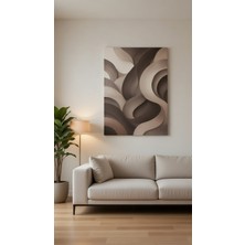 Safir Design Modern Soyut Dalga Tasarımlı Kanvas Tablo Gri ve Krem Tonları Kanvas Tablo