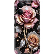 Senada Vivo V60 Lite 5g Kılıf Desenli Baskılı Tpu Rubber Kapak Gold Gül