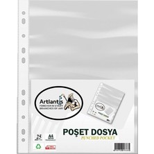 Leaf Shop Dosya 25 Li A-4 Şeffaf Föy Dosya 1 Paket Artlantis Ofis Okul Kenarı Delikli Poşet Dosya 1 Paket
