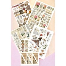 Leaf Shop Li Brown Vintage Temalı Sticker Paketi/bullet Journal Defter Çıkartma Ajanda Laptop Etiket