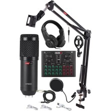 Leaf Shop BM800 Live Head Set Efektli Ses Kartı Mikrofon Kulaklık Stand Kayıt Canlı Yayın Seti (Pc ve Telefon)