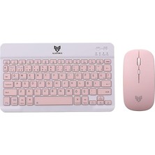 Leaf Shop Km-33 Wireless Bluetooth Kablosuz Klavye Mouse Set Pembe Tablet,laptop, Telefon, Tv Uyumlu