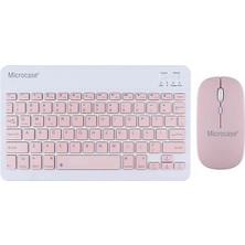 Leaf Shop Tablet ve Telefonlar Için Türkçe Q Bluetooth Klavye ve Mouse Set - AL3476 (Pembe)